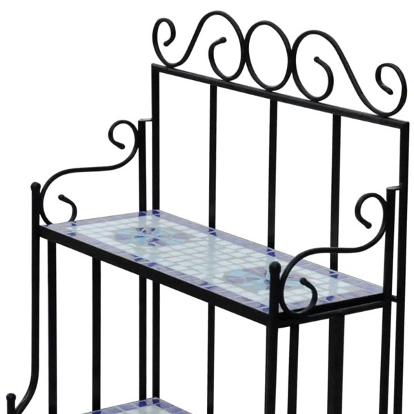 Berkfield Plant Stand Plant Display Blue White Mosaic Pattern