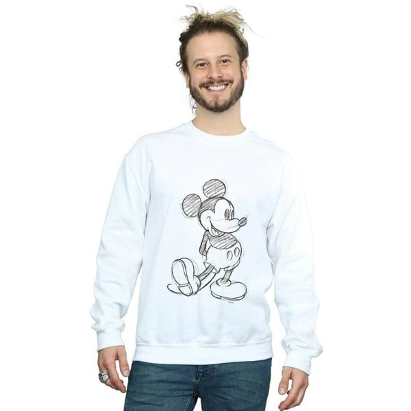 Disney Mens Mickey Mouse Sketch Kick Sweatshirt - White