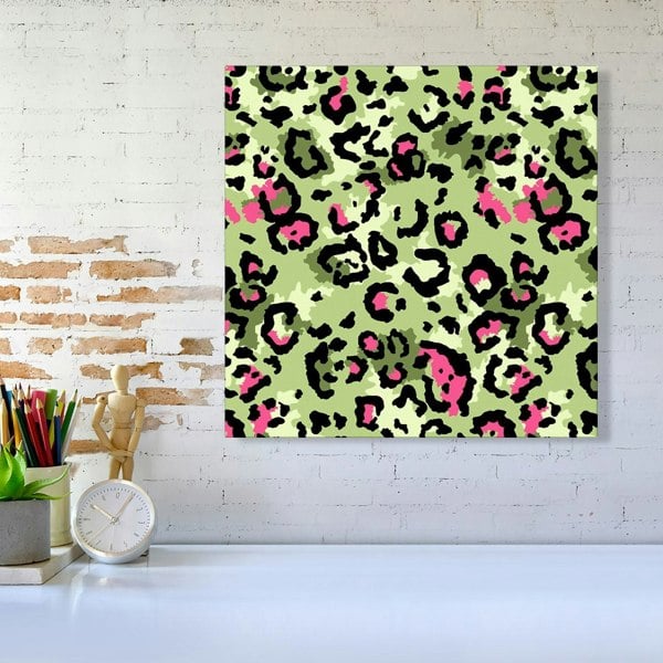 Warren Reed Green And Pink Leopard Print Canvas