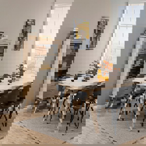 Furniture To Go A-Line Display Cabinet with 2 Drawers and 2 Shelves in White Oak