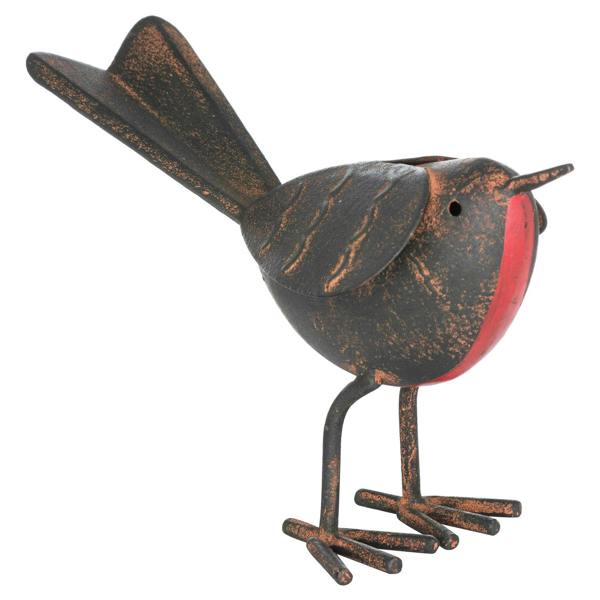 Hill Interiors Rocky Robin Ornament - Brown/Red - 