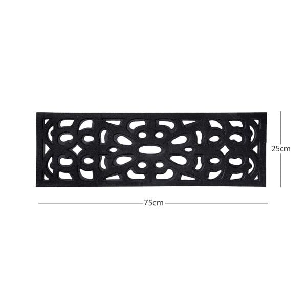Nicoman Victorian Style Eco-Friendly Rubber Step Mat - Black - Indoor/Outdoor