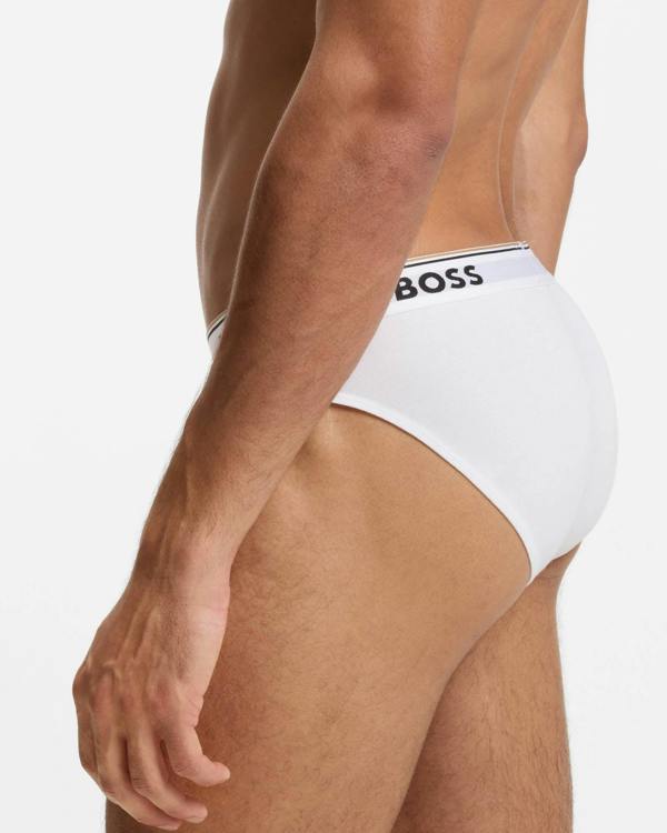 BOSS Orange 3 Pack Mens Power Briefs - White 100 | CHO | Designer Mens Underwear