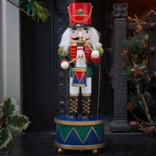 Samuel Alexander 30cm Musical Christmas Drummer Wooden Nutcracker Decoration