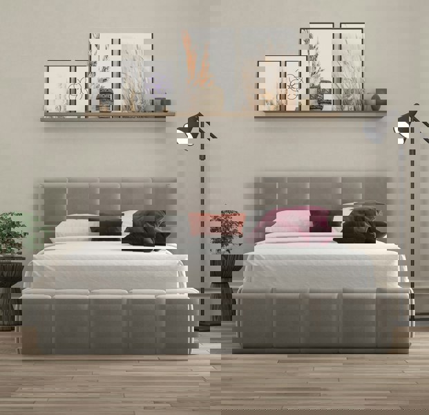 DS Living Ovella Cubed Frame Bed - Pebble