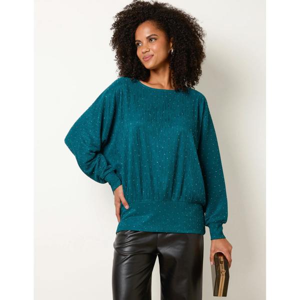 Blue Vanilla Rhinestone Batwing Top