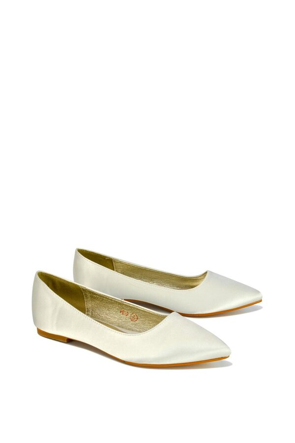 XY LONDON Pointed Toe Low Heel Bridal Ballerina Pump Shoes