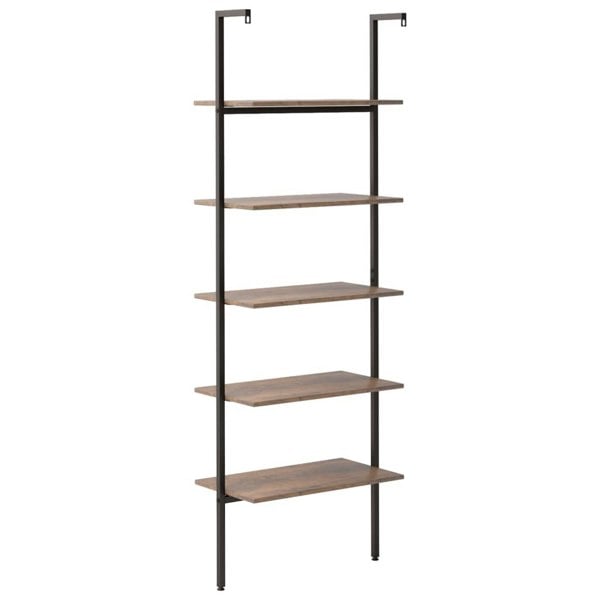 Berkfield 5-Tier Leaning Shelf Dark Brown and Black 64x35x185 cm