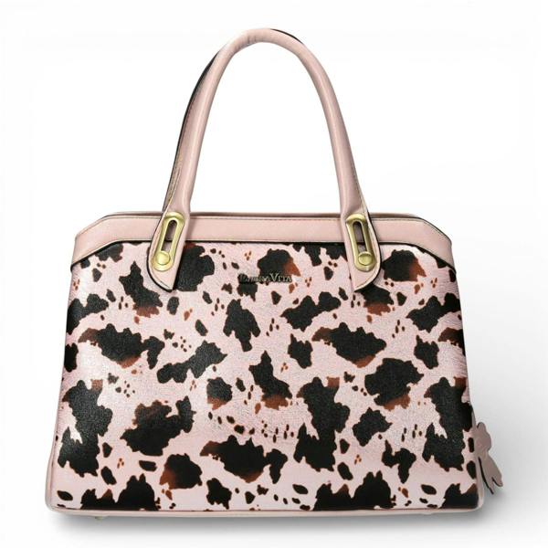 Laura Vita Aramis-08 Womens Rose Pink Floral Print Adjustable Straps Shoulder Tote Handbag