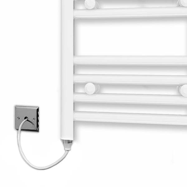 400mm-x-1000mm-White-Electric-Pre-Filled-Heated-Towel-Rail-Radiator-For-Bathroom-Standard-Element-19mm-Tube