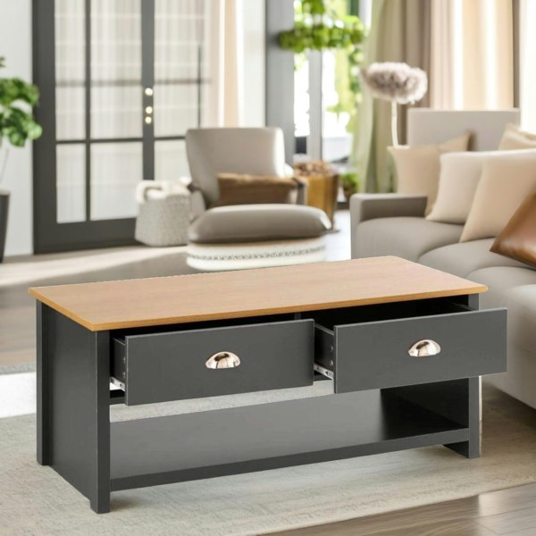 Rafaelo Mobilia Coffee Table With 2 Drawers Dark Grey