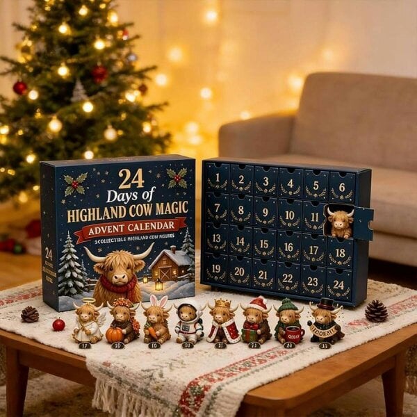 Obasyhig Highland Cow Christmas Advent Calendar Surprise Box