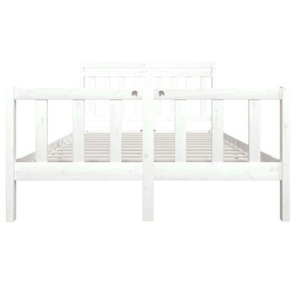 Berkfield Bed Frame White Solid Wood 140x190 cm