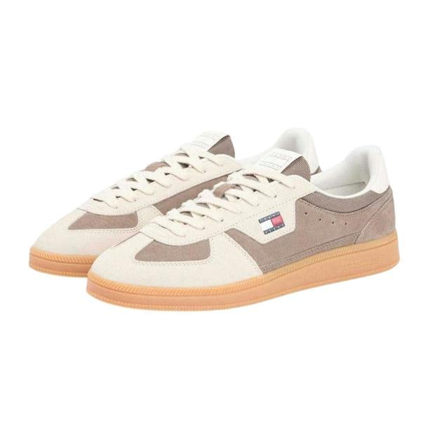 Tommy Jeans Mens Greenwich Suede Low Cut Flat Trainers - Beige - 