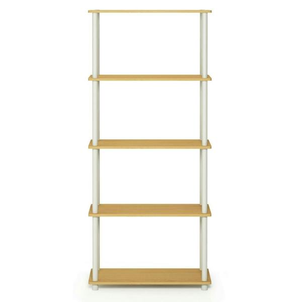 WALPLUS Turn-N-Tube 5-Tier Multipurpose Shelf Display Rack, Beech/White perfect for organized storage and display