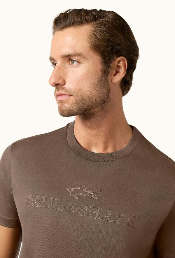 Paul & Shark Aqua Touch Cotton T-Shirt with Logo Embroidery