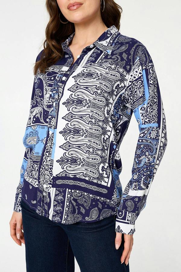 Navy | Patchwork Long Sleeve Shirt