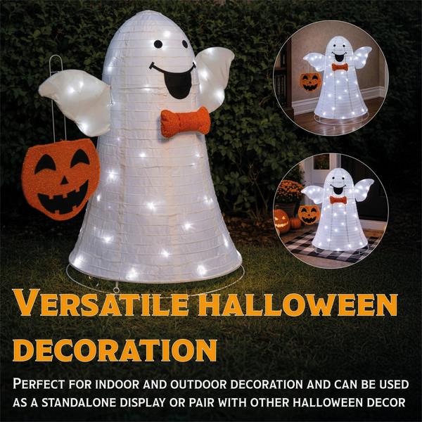 Fxlab White LED Foldable Ghost Outdoor Halloween Decoration