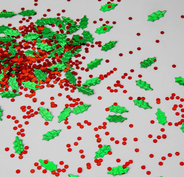 14g Green Leaves Confetti Table Scatter for Christmas Cards, Party Tables and Seasonal Decorations image 1