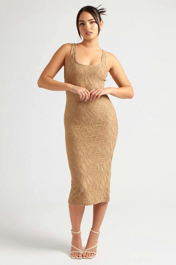 Urban Bliss Textured Scoop Back Midi Dress