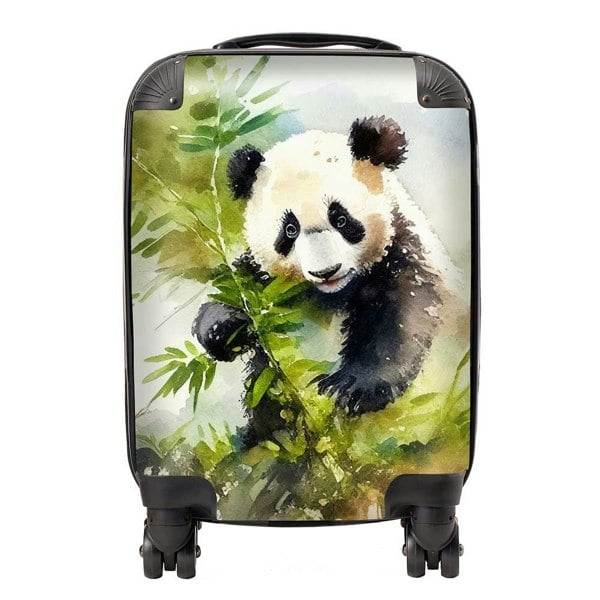 Warren Reed Panda Eating Bamboo Watercolour Suitcase