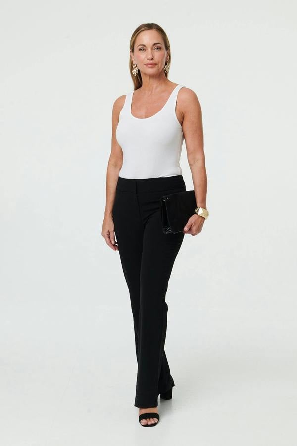 Black | High Waist Flared Slim Fit Trousers