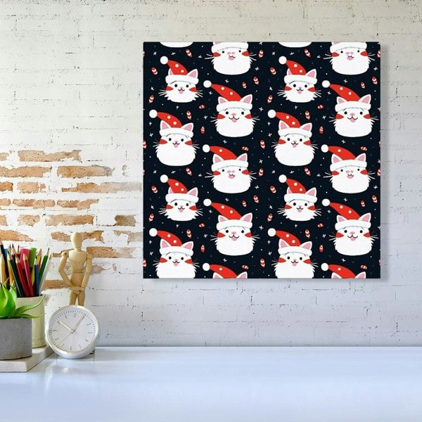 Warren Reed Cute Cats Wearing Santa Claus Hats Canvas