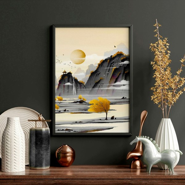 Wall art home office | set of 3 Japanese wall art