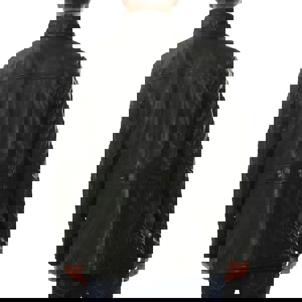 Leather Company Men's Lambskin Leather Stand Collar Field Jacket