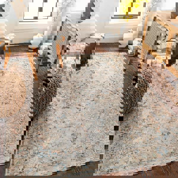 Livabliss Kemer-Washable Beige Grey Blue Traditional Vintage Boho Rug