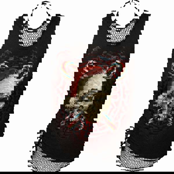 CANDY CANE SANTA - 2in1 Neck Tie Mesh Top Black