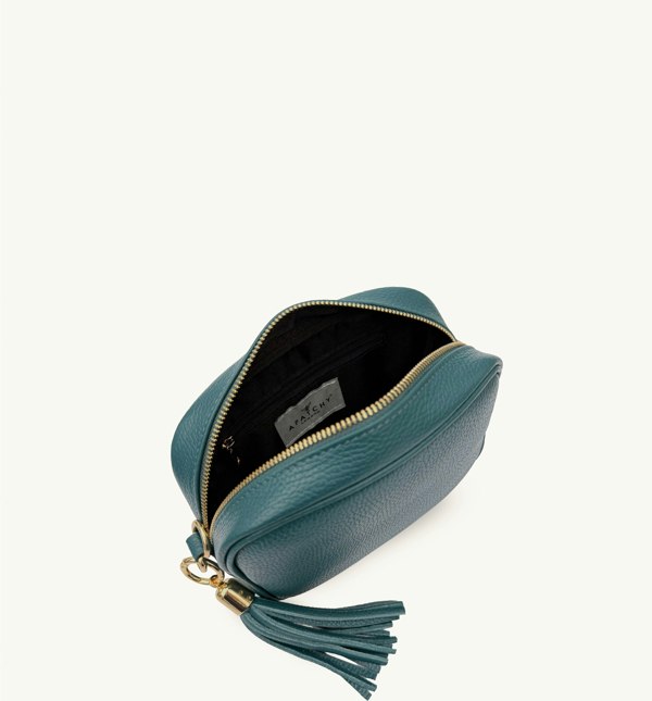 Apatchy London The Tassel Teal Leather Crossbody Bag