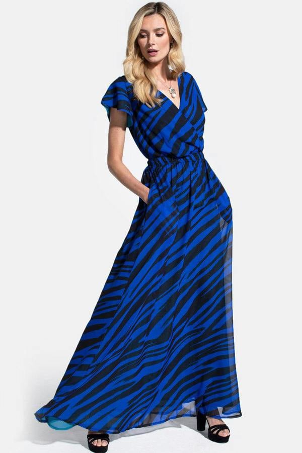 HotSquash Chiffon Mock-Wrap Maxi Dress