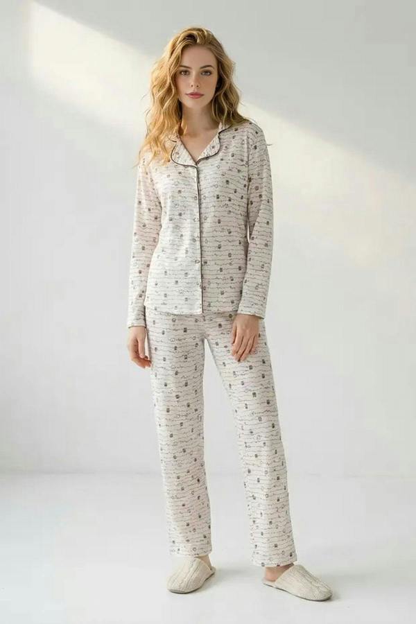 WOVCOR 2-Piece Cotton Animal Trim Ribbed Pajama Set