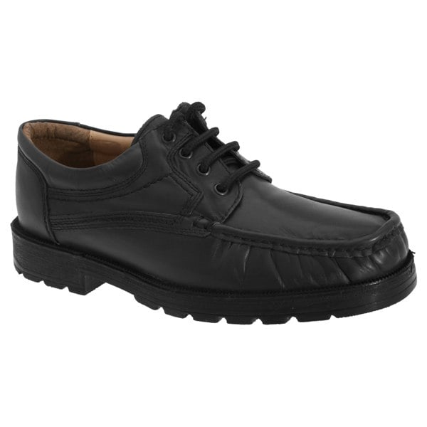 Roamers Mens Softie Leather 4 Eye Apron Gibson Shoes - Black