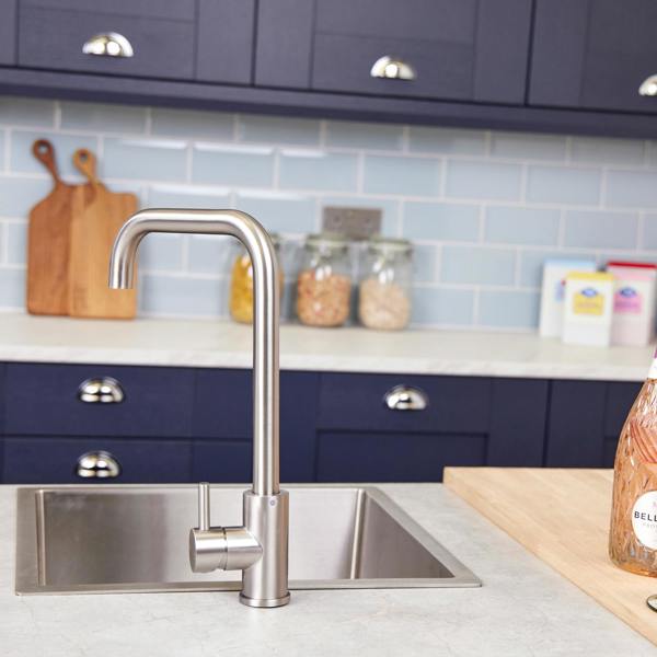 Top-Fix | Vito Square Neck Style Kitchen Mixer Tap | Brushed Steel Finish