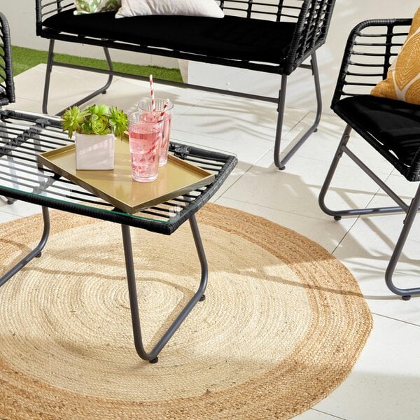 Neo Black 4 Piece Bamboo Style Table & Chairs Set