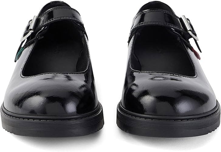 Kickers 116233 FINLEY MJ Girls School Shoes Patent Black