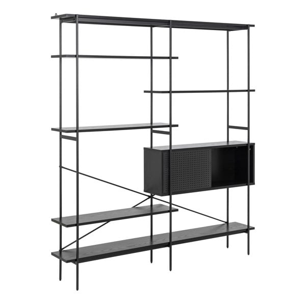 Furniture To Go Angus Bookcase with 1 Sliding Door & 5 Shelves in Black