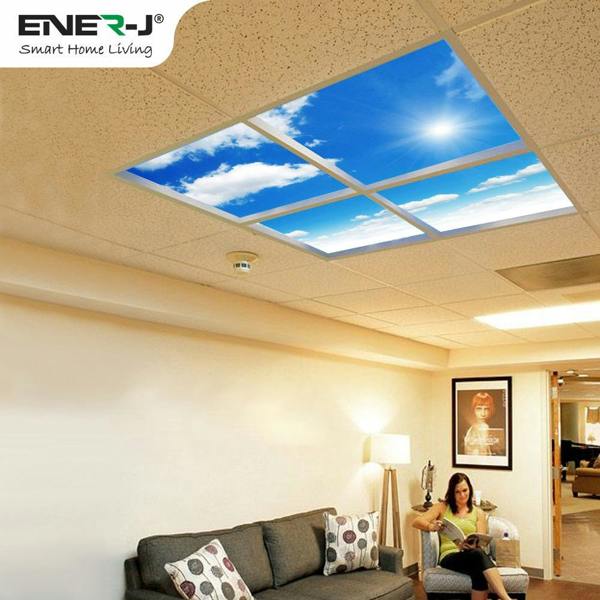 ENER-J 40W SKY LED 3D Ceiling Panel 60x60cms, Set of 4 Ultra Thin LED Panels, for Waiting Area, Hallway, Office and Home