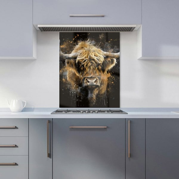 Warren Reed - Designer Bronze Splashart Highland Cow Kitchen Splashback