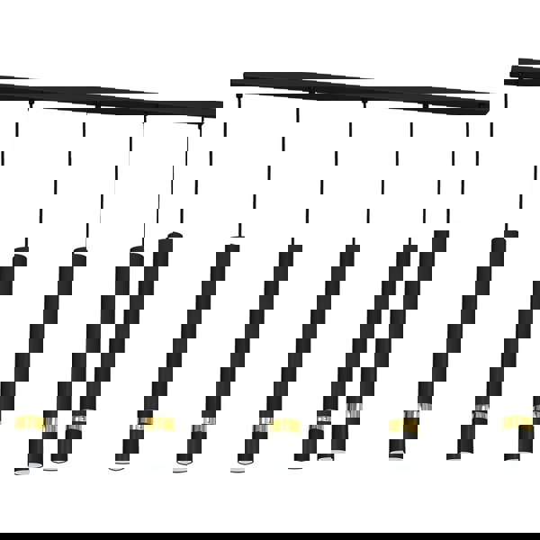 Milagro Joker Contemporary Pendant Lamp 5XGU10 Hand Made Cylindrical Style Light Finished in Matt Black With Striking Gold Detail