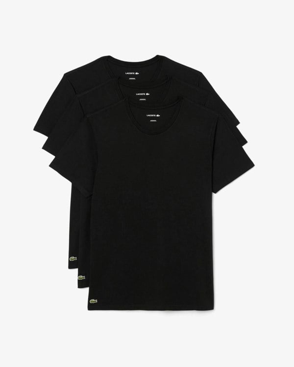 Lacoste 3-Pack Cotton Crew Neck Mens T-Shirts - Black 031