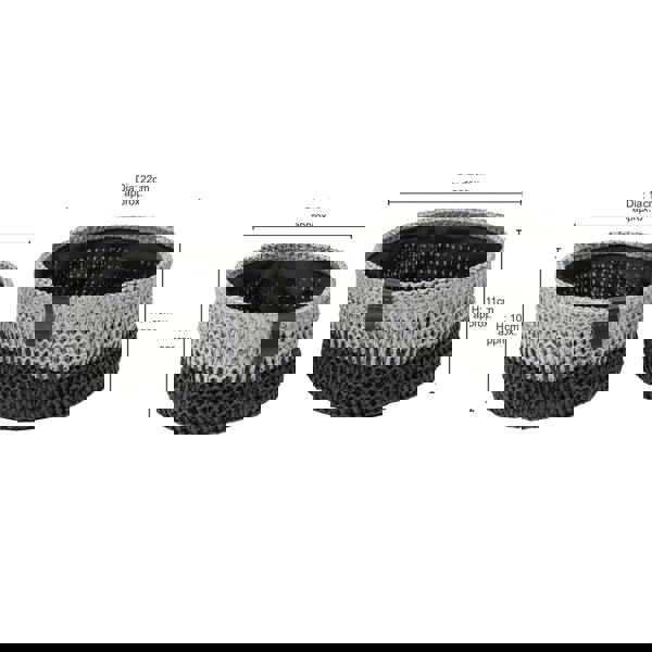 JVL Kenzi Round Fabric Storage Baskets for Home Organisation, Set of 2