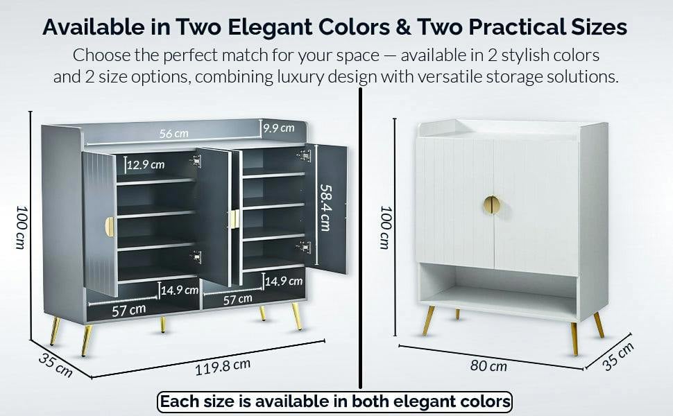 HYGRAD BUILT TO SURVIVE Modern Hallway Shoe Storage Cabinet, 2 Doors – Grey or White | HYGRAD®
