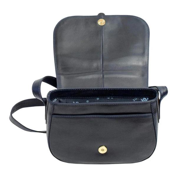 Open view of Navy Leather Shoulder bag