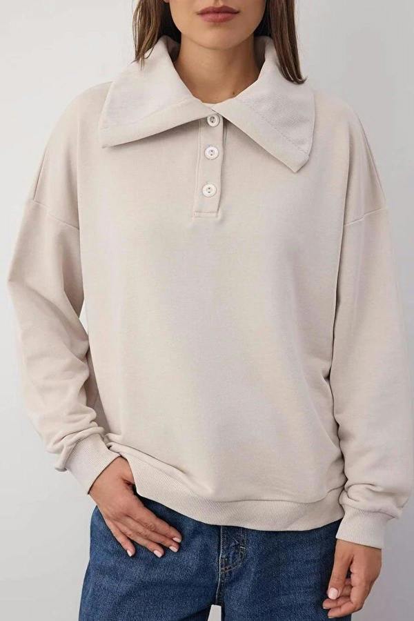 WOVCOR Polo Neck Knit Sweatshirt
