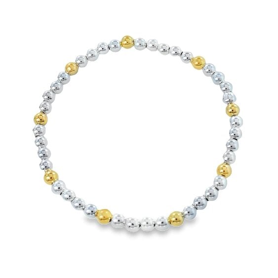 Reeves & Reeves Two Tone Beaded Sterling Silver Bracelet