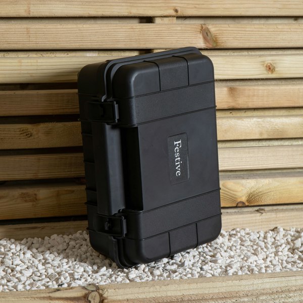 Samuel Alexander 34cm x 21cm Large Black Outdoor Weatherproof Connection Box with Extension Cable