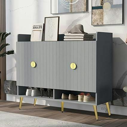 HYGRAD BUILT TO SURVIVE Modern Hallway Shoe Storage Cabinet, 2 Doors – Grey or White | HYGRAD®
